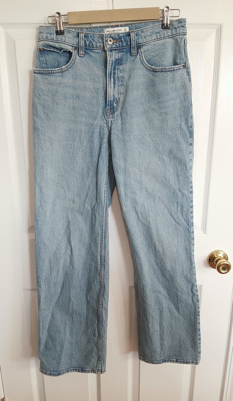 Abercrombie & Fitch Light Blue  Straight 90s Highrise Relaxed Jeans Casual Baggy